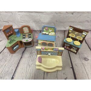 Fisher Price Loving Family Kitchen, Bathtub, Laundry Room, Bathroom Vanity Sets